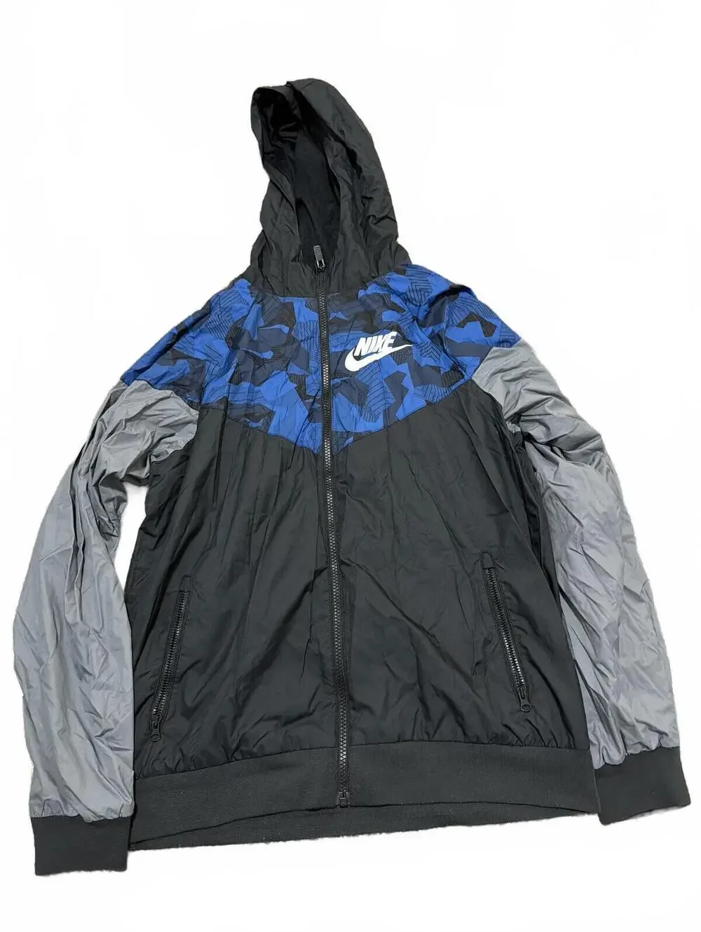 Nike Kids Boys XL Windbreaker Jacket Black Blue Gray
